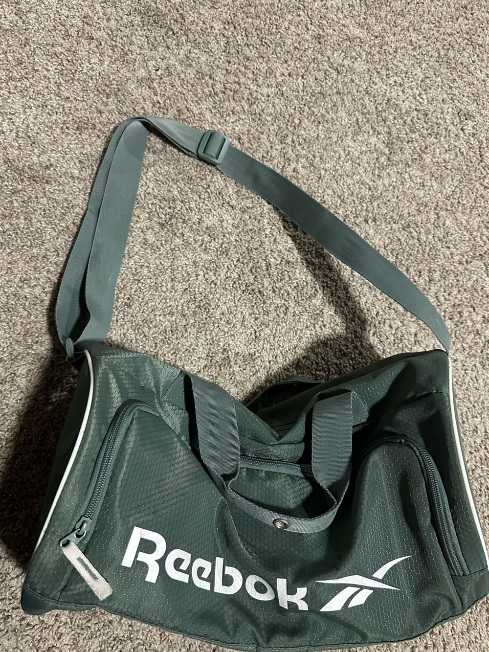 Reebok Dark Green Men's Duffel Bag with White Logo